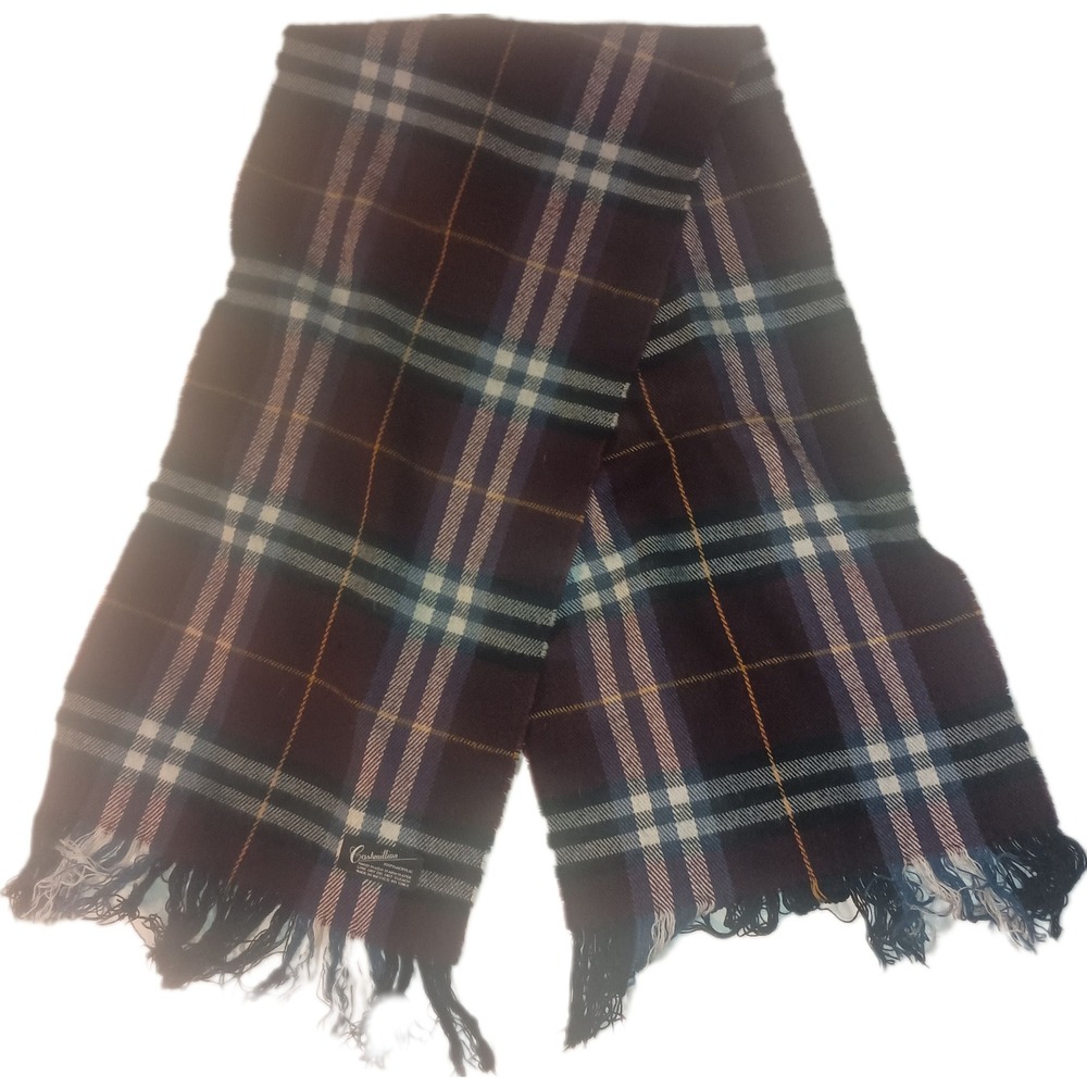 Pierre Cardin Cashmillion‎ 100% Acrylic Maroon Plaid Scarf SKUW522